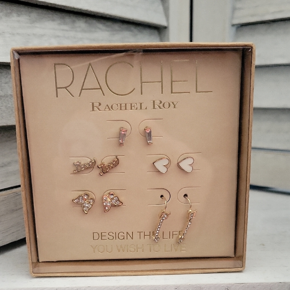 Rachel Roy‎ Gold and Pink Earring Set